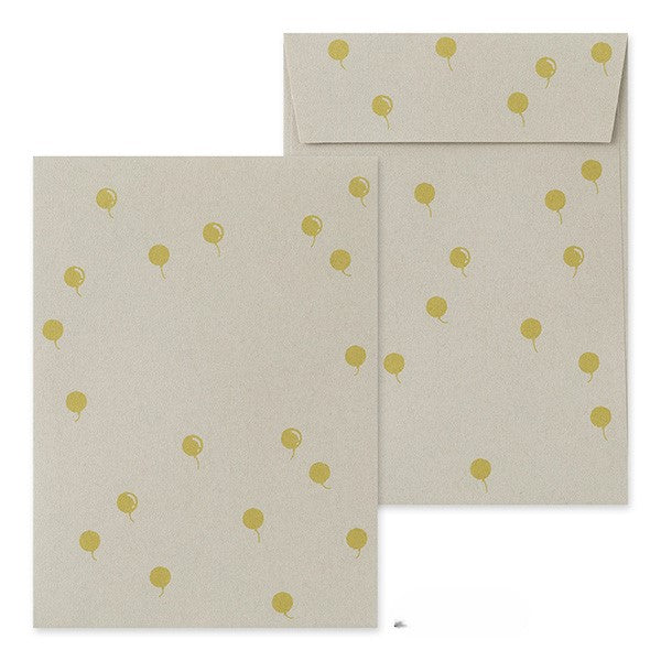 Midori Letter Paper & Envelopes with Stickers — Bichon Frise — angle view