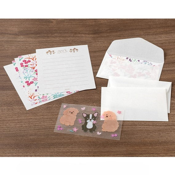 Midori Mini Letter Paper & Envelopes with Stickers — For You Dog — detail view