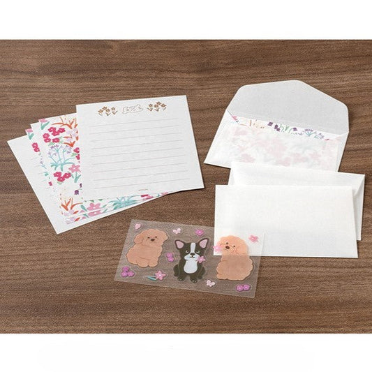 Midori Mini Letter Paper & Envelopes with Stickers — For You Dog — detail view
