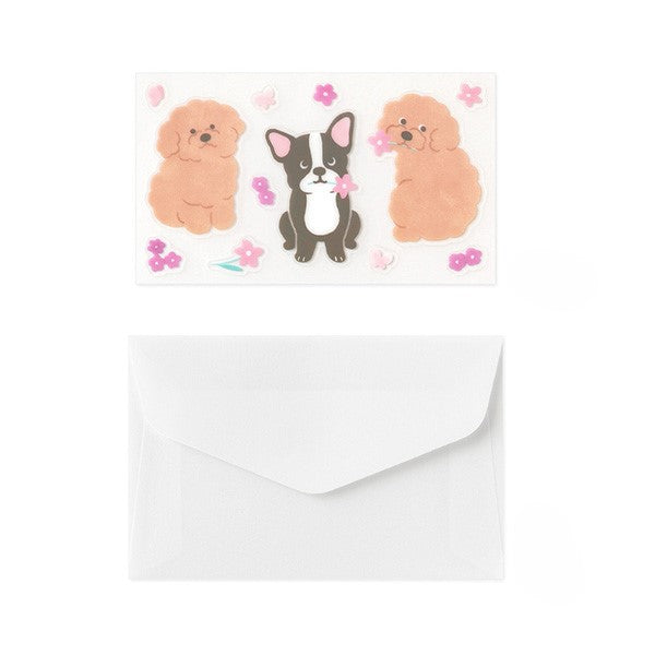 Midori Mini Letter Paper & Envelopes with Stickers — For You Dog — angle view