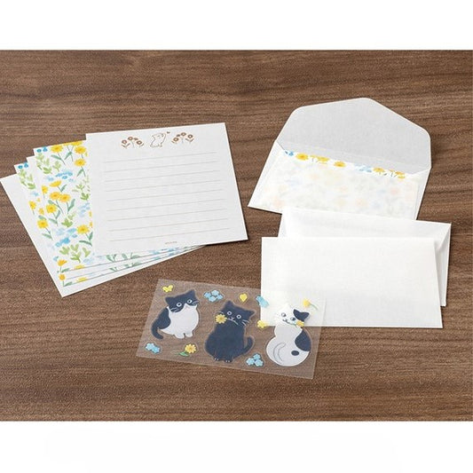 Midori Mini Letter Paper & Envelopes with Stickers — For You Cat — detail view