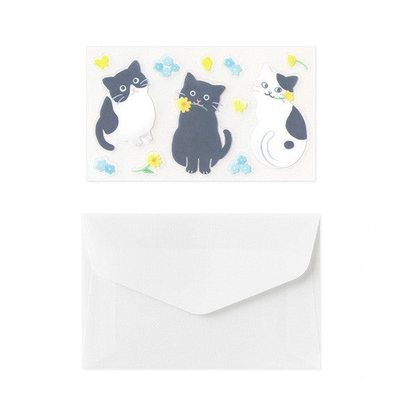 Midori Mini Letter Paper & Envelopes with Stickers — For You Cat — angle view