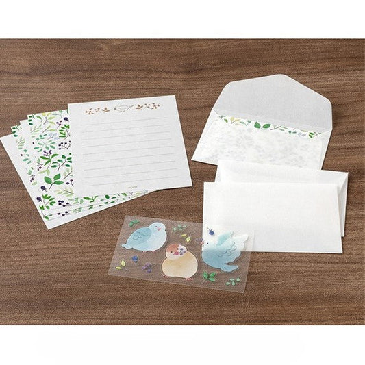 Midori Mini Letter Paper & Envelopes with Stickers — For You Bird — detail view