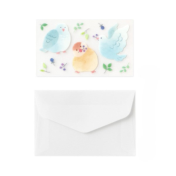 Midori Mini Letter Paper & Envelopes with Stickers — For You Bird — angle view