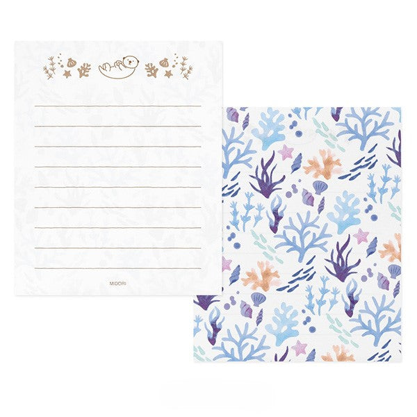 Midori Mini Letter Paper & Envelopes with Stickers — For You Sea Otter — with packaging