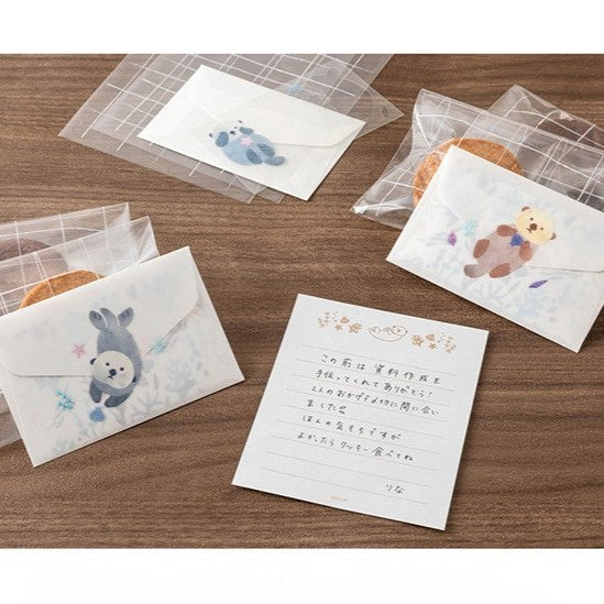 Midori Mini Letter Paper & Envelopes with Stickers — For You Sea Otter — front view