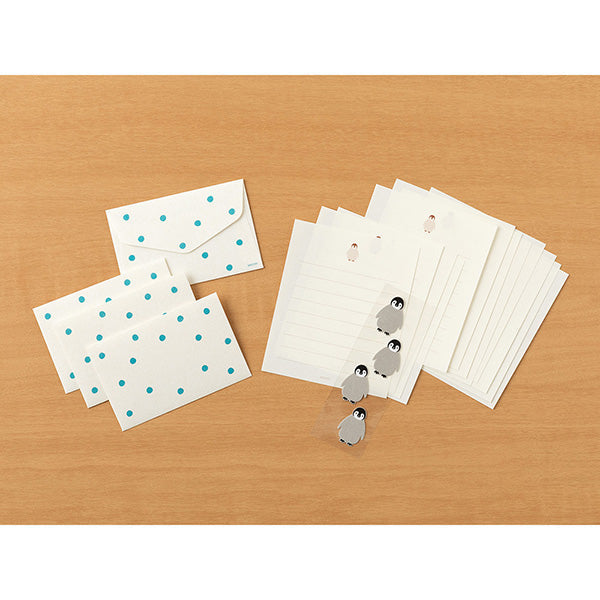 Midori Mini Letter Paper & Envelopes with Stickers — Penguin A — detail view