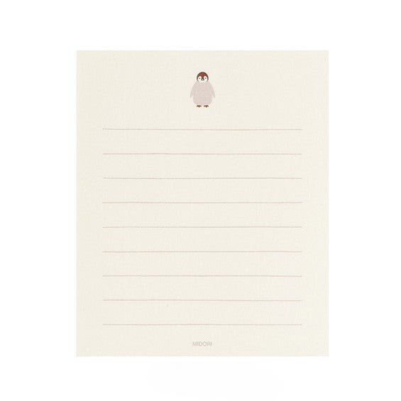 Midori Mini Letter Paper & Envelopes with Stickers — Penguin A — with packaging