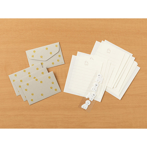Midori Mini Letter Paper & Envelopes with Stickers — Bichon Frise — detail view