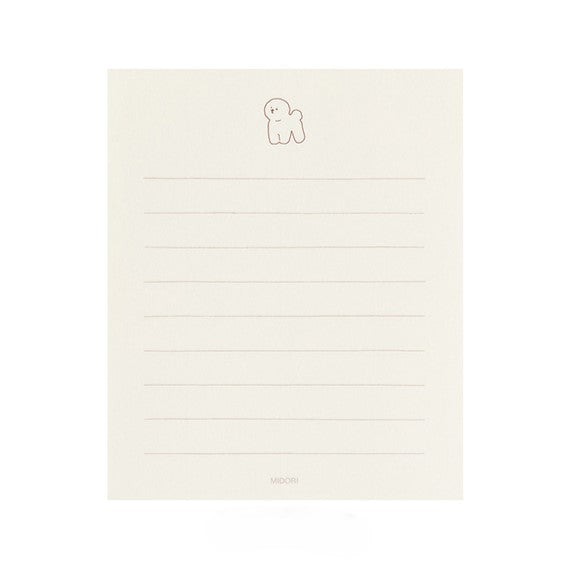 Midori Mini Letter Paper & Envelopes with Stickers — Bichon Frise — with packaging