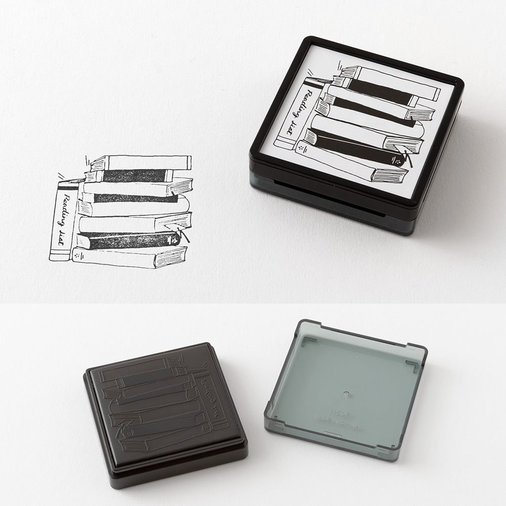 Midori Paintable Stamp Pre-inked — Reading List — with packaging