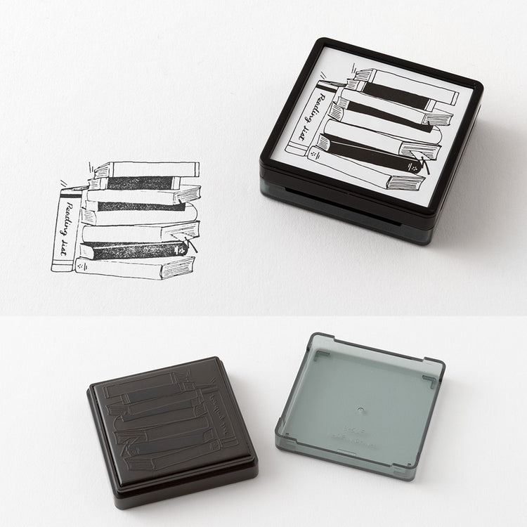 Midori Paintable Stamp Pre-inked — Reading List — with packaging