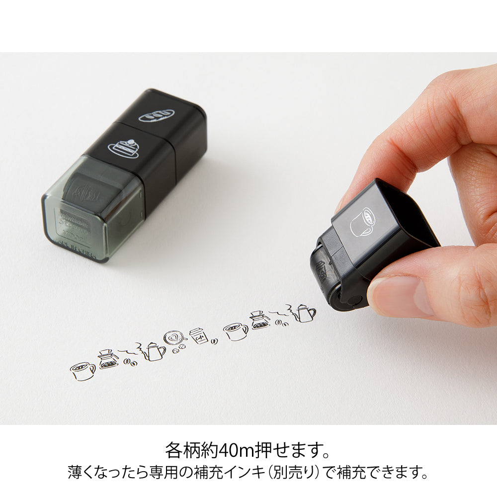 Midori Paintable Stamp Roller — Café — close-up of design