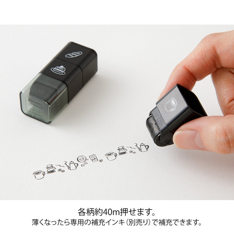 Midori Paintable Stamp Roller — Café — close-up of design