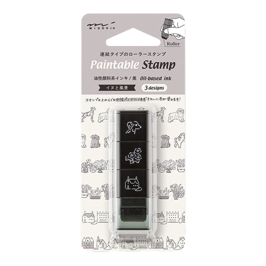 Midori Paintable Stamp Roller — Dog & Landscape — stamp front