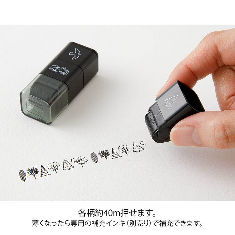 Midori Paintable Stamp Roller — Mountain View — close-up of design