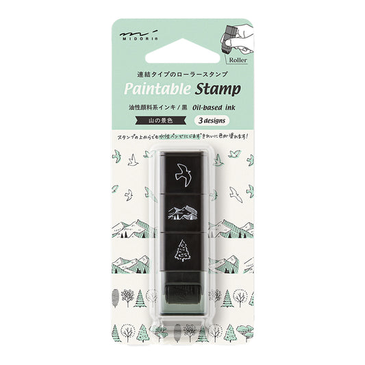 Midori Paintable Stamp Roller — Mountain View — stamp front