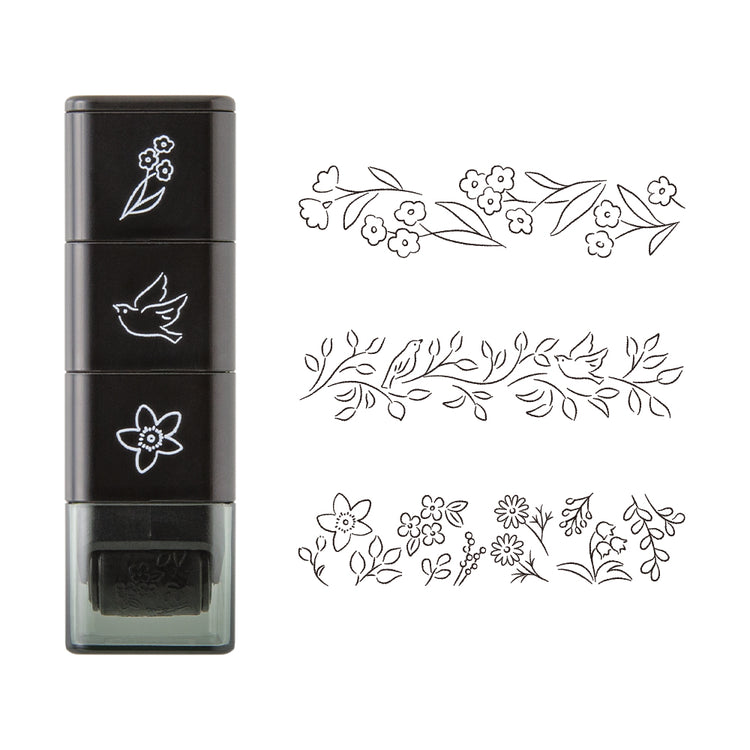 Midori Paintable Stamp Roller — Plant — stamped impression