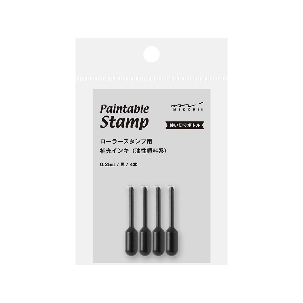 Midori Paintable Stamp Roller Refill Ink — Black — angle view