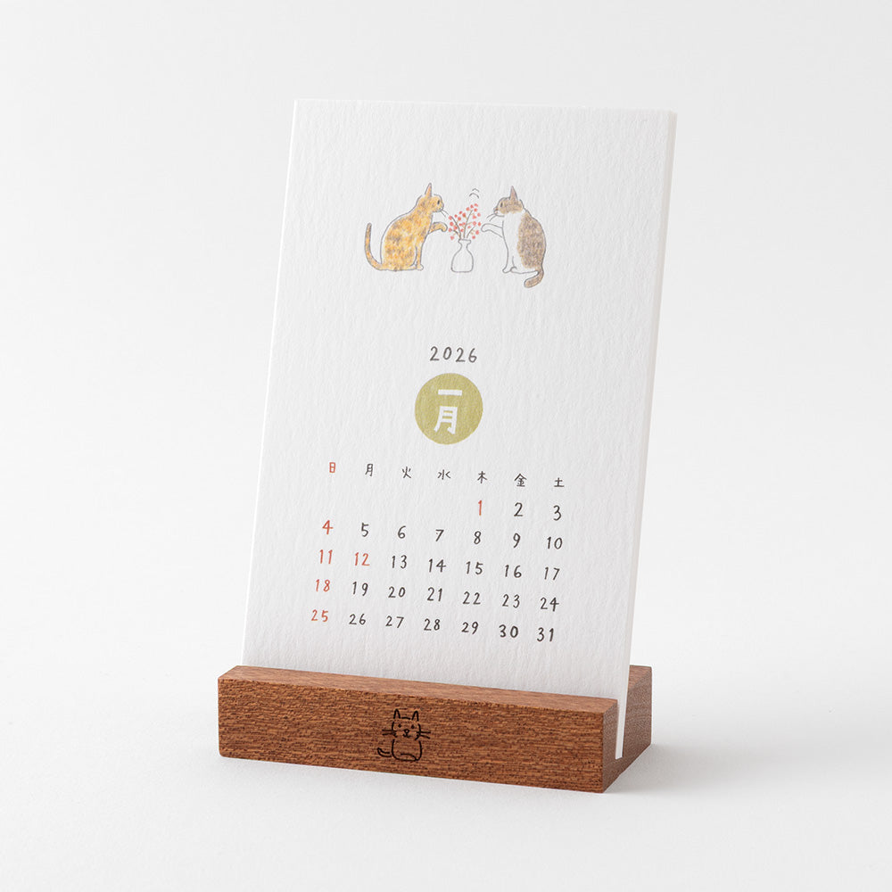 Midori Stand Calendar <2026> — Cat — with packaging
