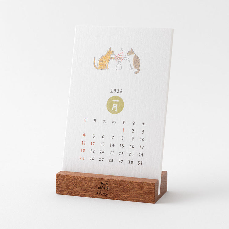 Midori Stand Calendar <2026> — Cat — with packaging