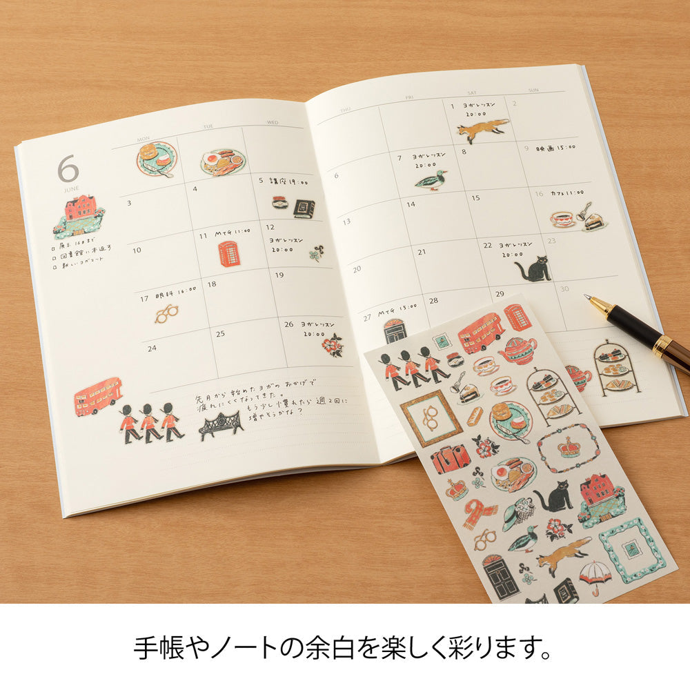 Midori Sticker — British Motifs — with packaging