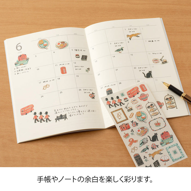 Midori Sticker — British Motifs — with packaging