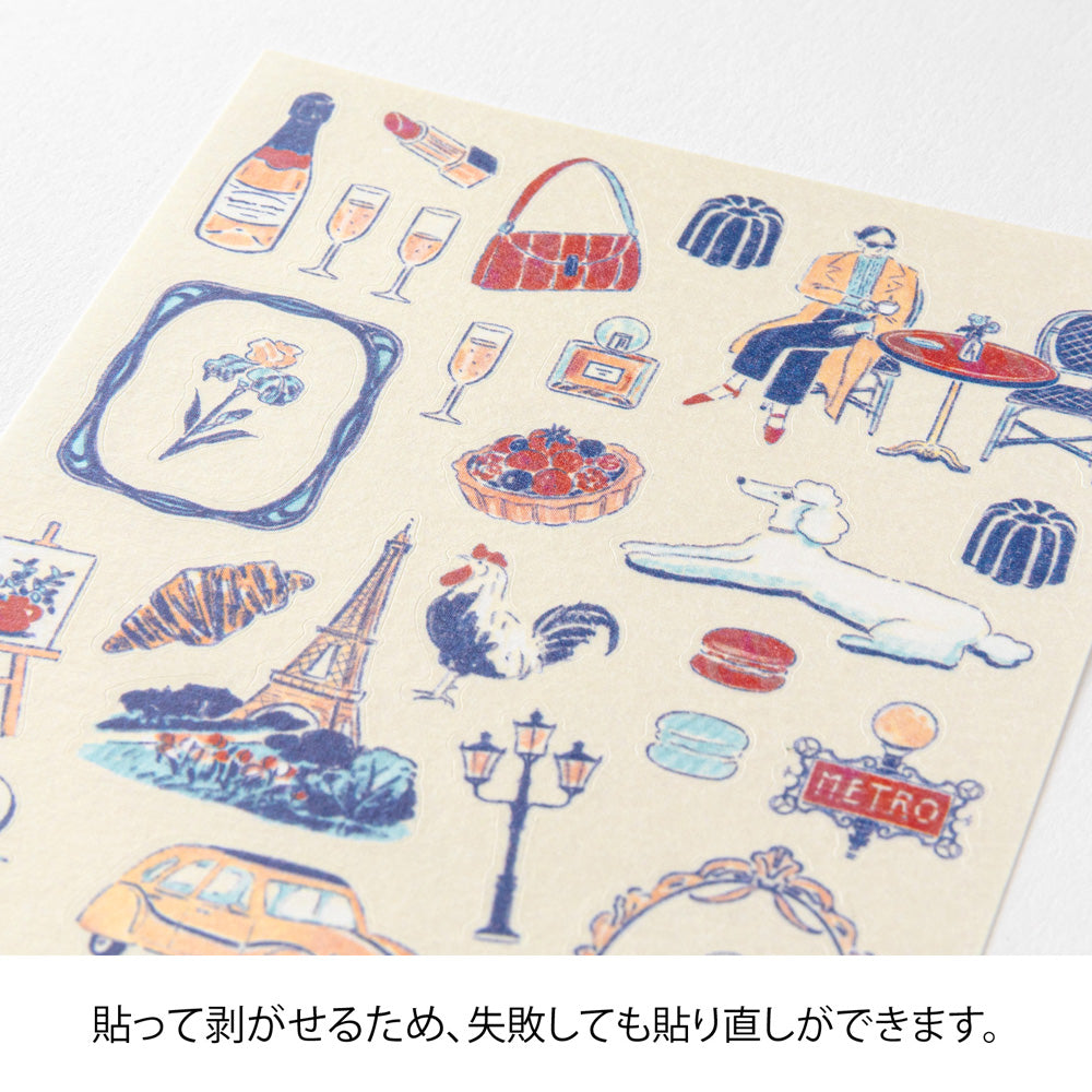 Midori Sticker — French Motifs — applied in a journal