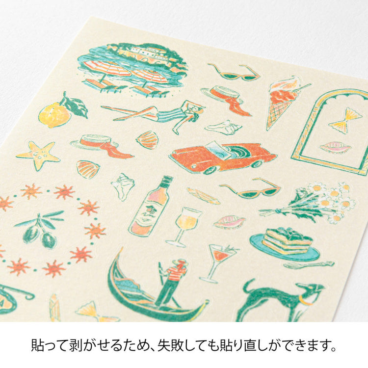 Midori Sticker — Italian Motifs — applied in a journal
