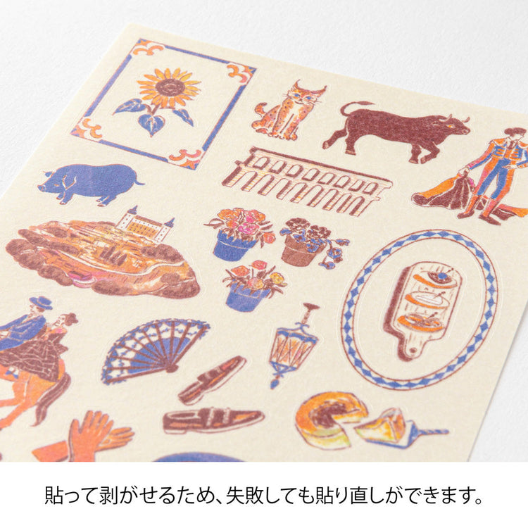 Midori Sticker — Spanish Motifs — applied in a journal