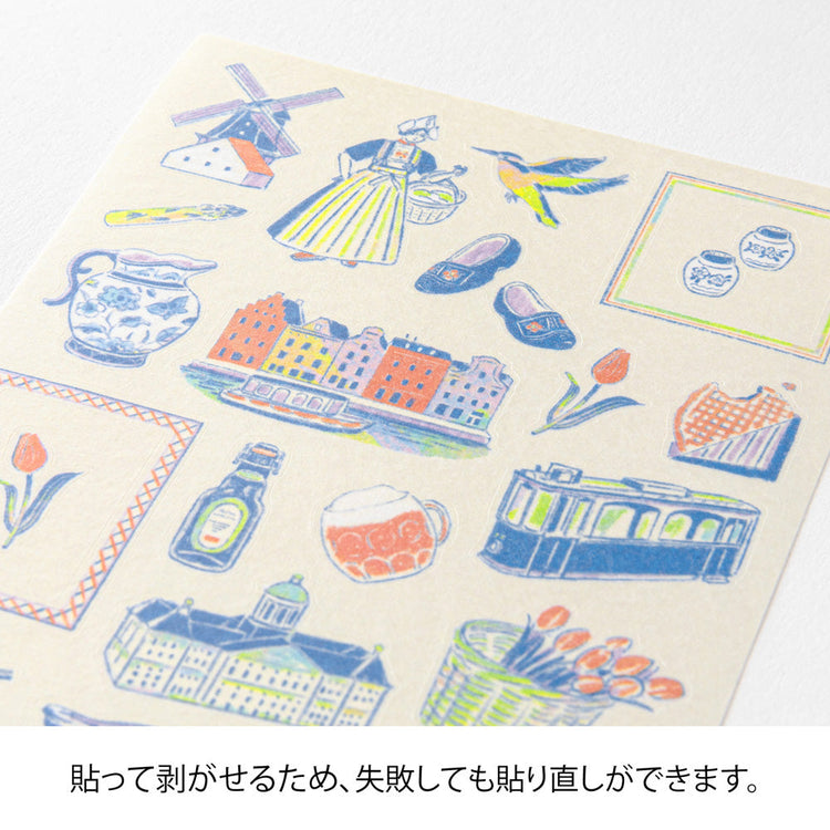 Midori Sticker — Dutch Motifs — applied in a journal