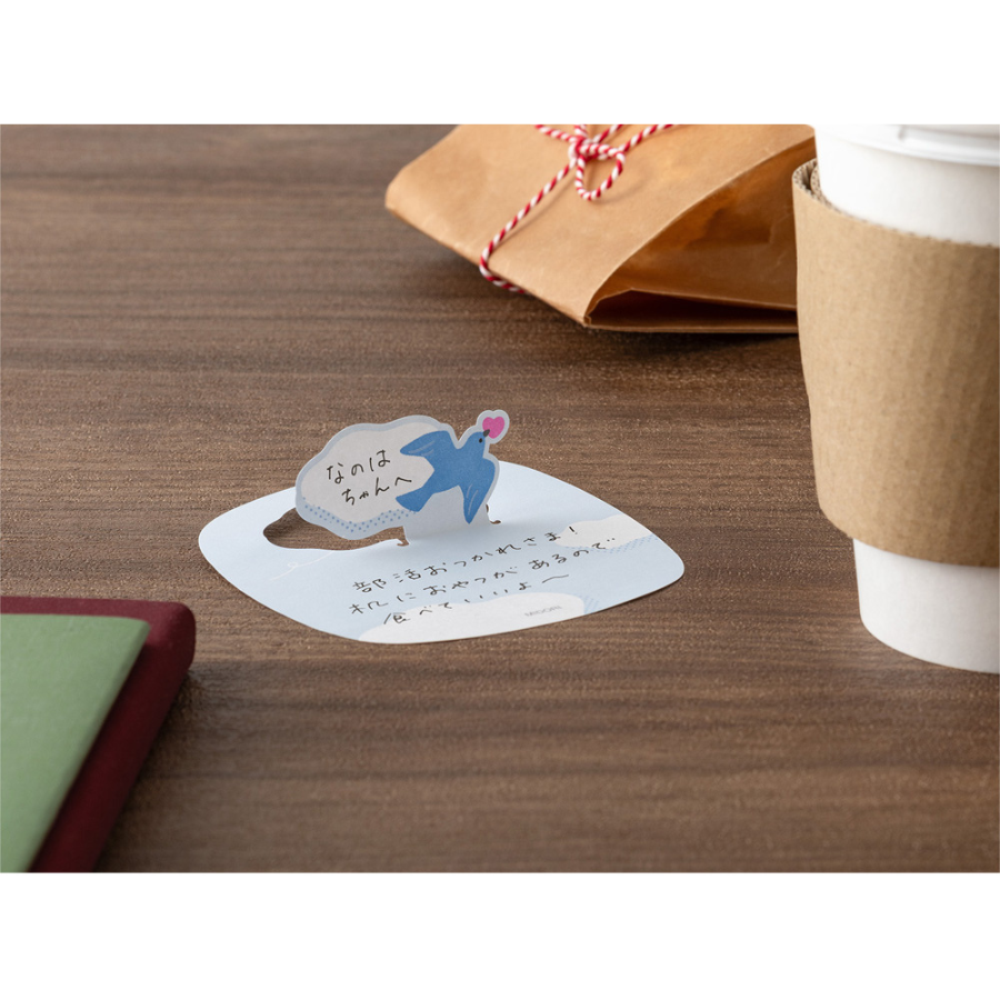 Midori Sticky Notes Pop-up — Bird — with packaging