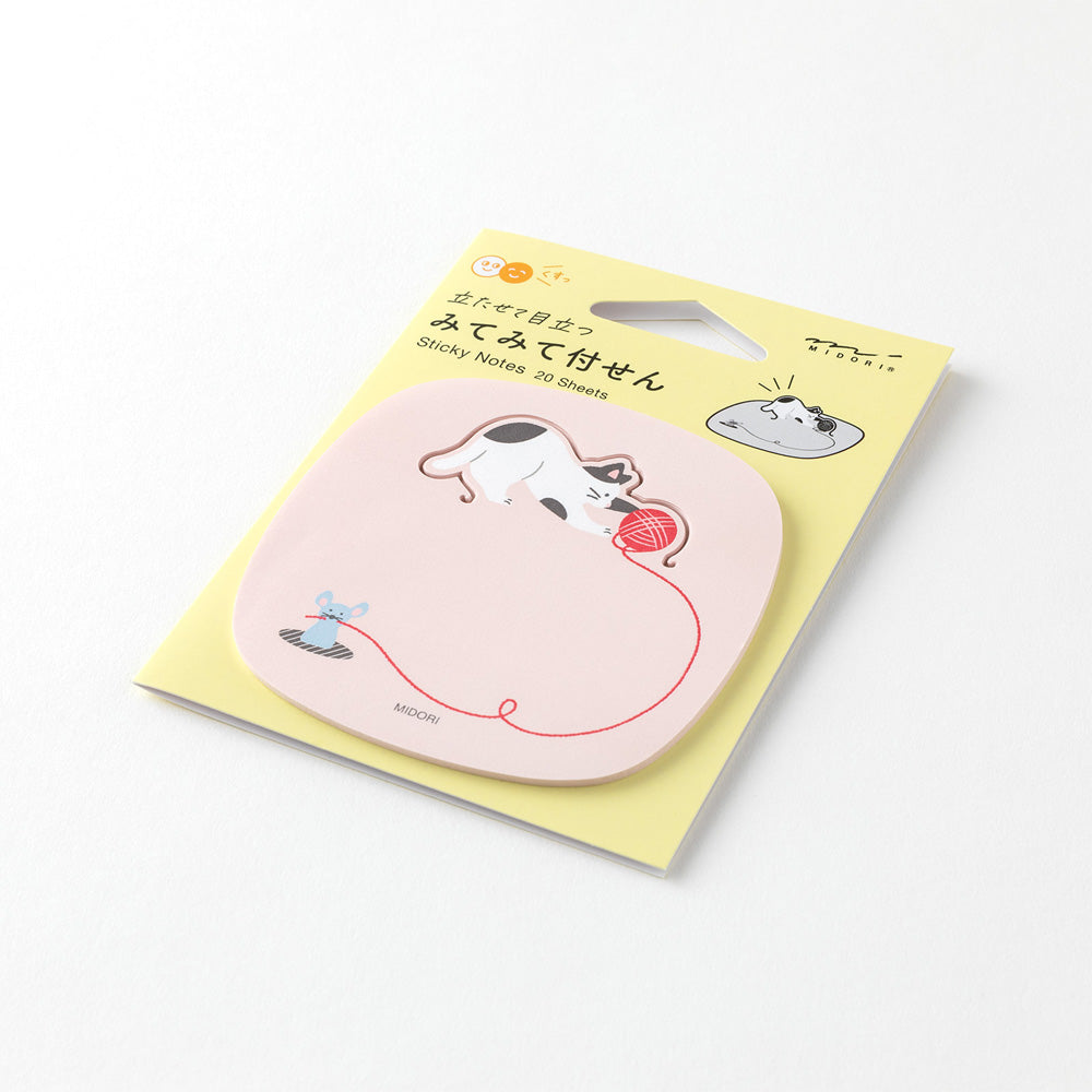 Midori Sticky Notes Pop-up — Cat — with packaging