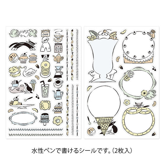 Midori Yuru Log Decoration Sticker 2 Sheets - Sweets & Animals