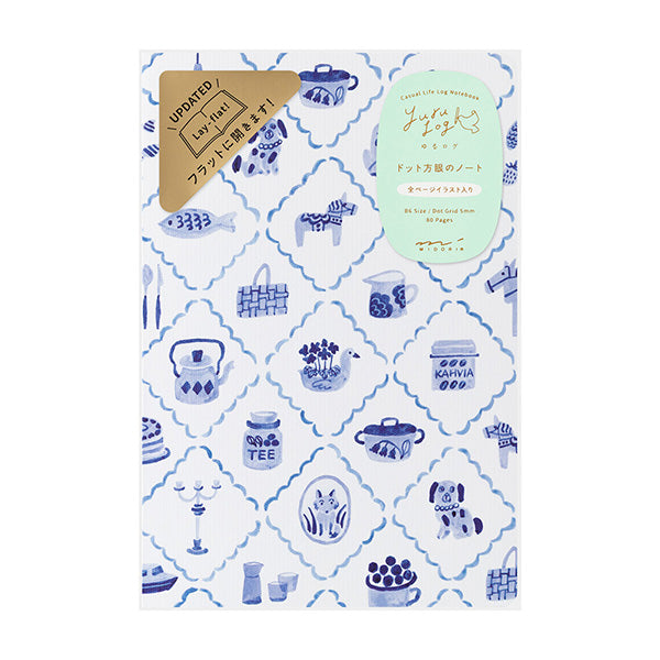 Midori Yuru Log Notebook <B6> — Blue Nordic A — front view