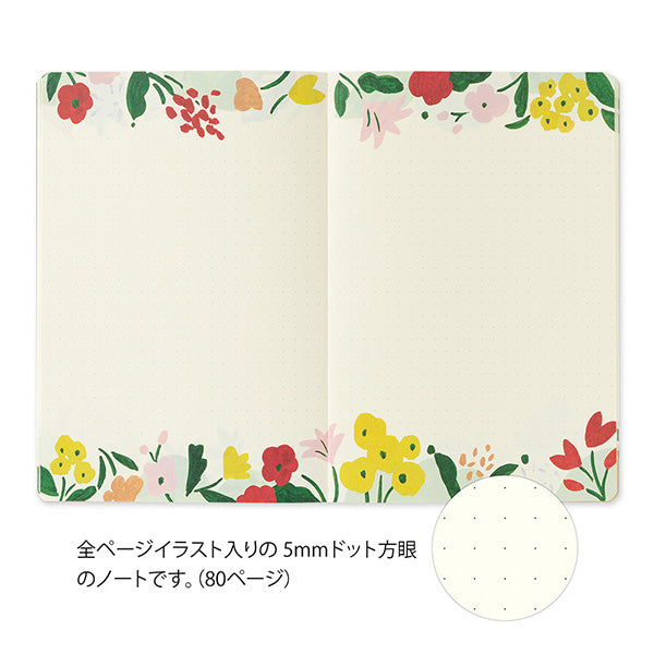 Midori Yuru Log Notebook <B6> — Motif Textile A — angle view