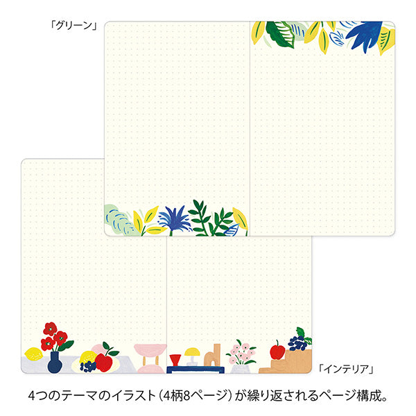 Midori Yuru Log Notebook <B6> — Motif Textile A — flat lay