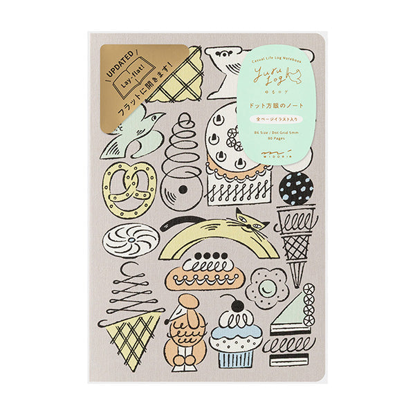 Midori Yuru Log Notebook <B6> — Sweets & Animals — front view