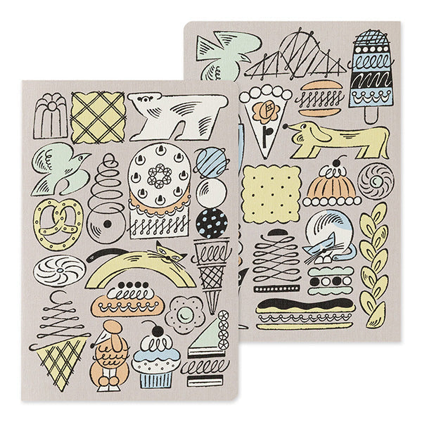 Midori Yuru Log Notebook <B6> — Sweets & Animals — detail view