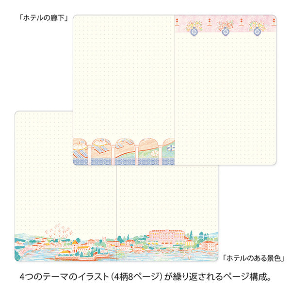 Midori Yuru Log Notebook <B6> — Travel & Hotel A — flat lay
