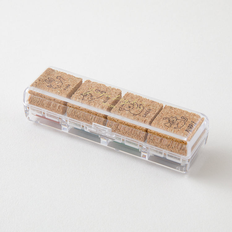 Midori Yuru Log Pre-inked Stamp — Animal Poses — stamped impression