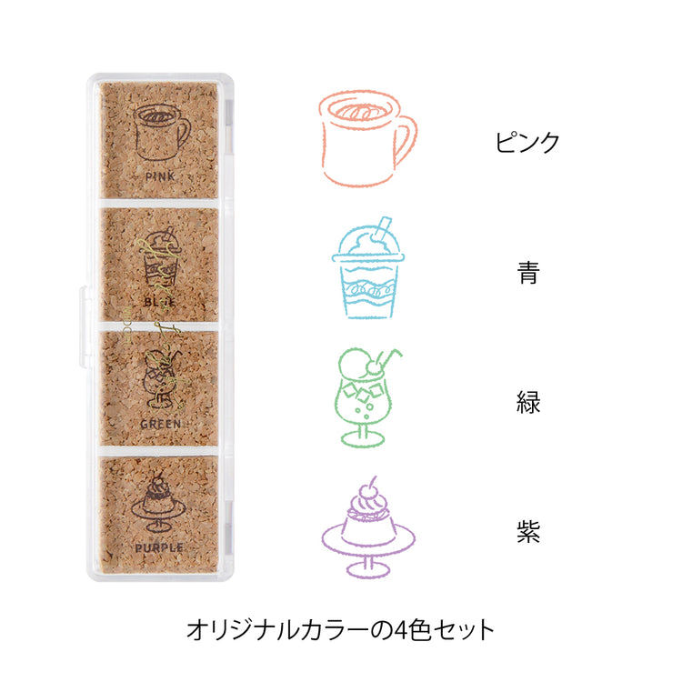 Midori Yuru Log Pre-inked Stamp — Cafe — with packaging