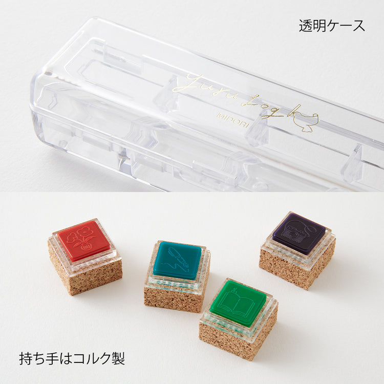 Midori Yuru Log Pre-inked Stamp — Daily Life — flat lay
