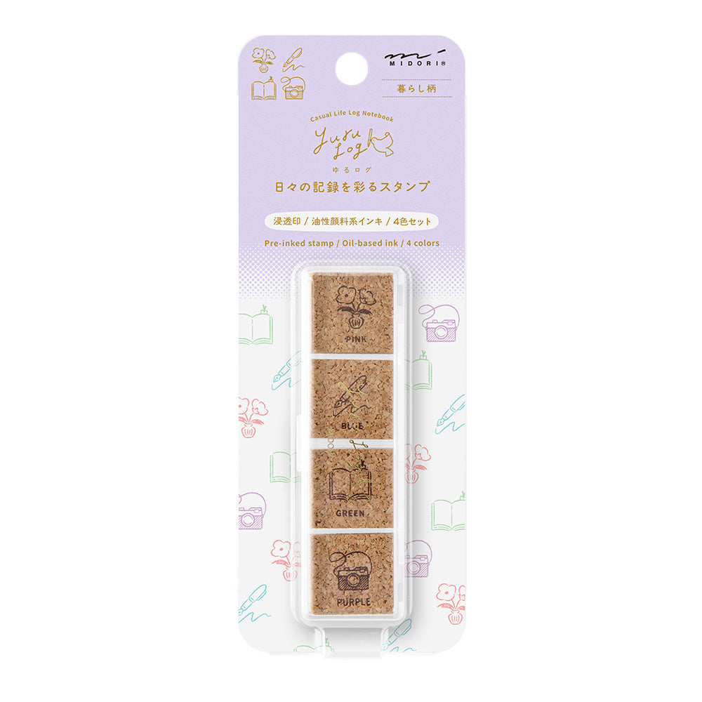 Midori Yuru Log Pre-inked Stamp — Daily Life — stamp front
