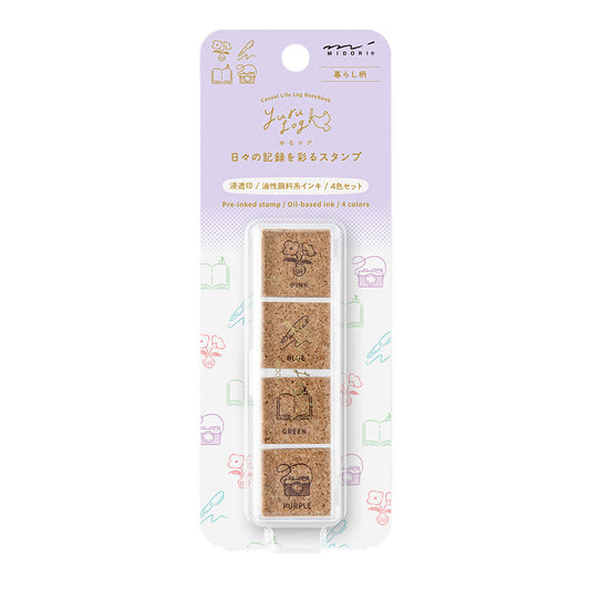 Midori Yuru Log Pre-inked Stamp — Daily Life — stamp front