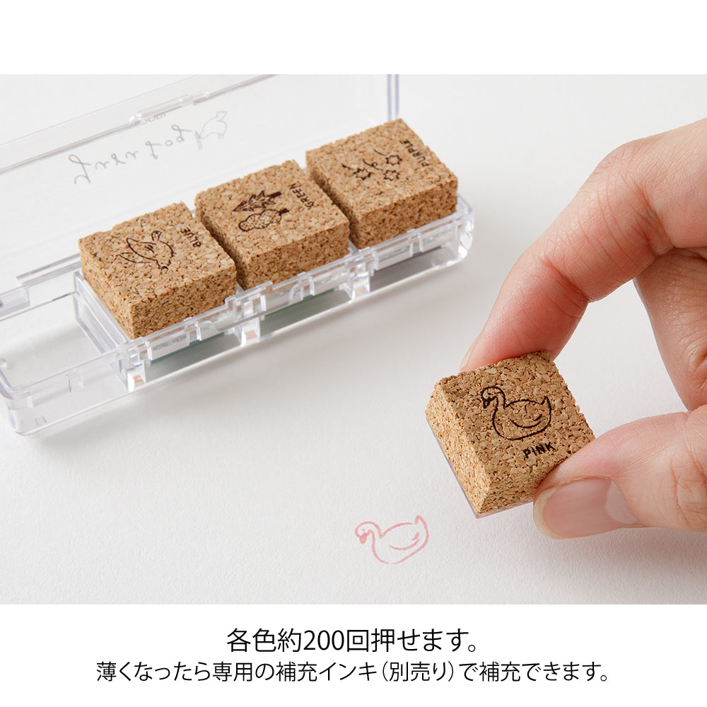 Midori Yuru Log Pre-inked Stamp — Forest Scenery — close-up of design