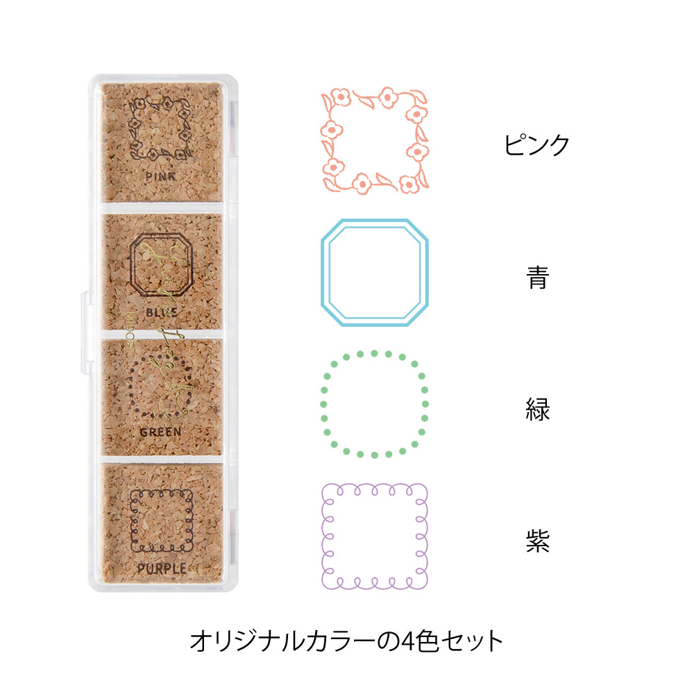 Midori Yuru Log Pre-inked Stamp — Frame — with packaging