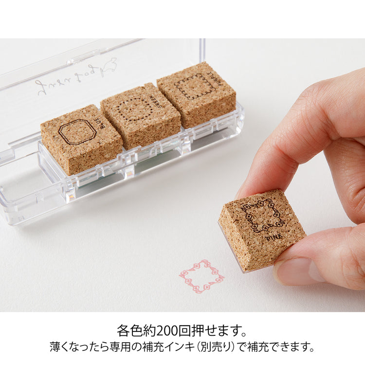 Midori Yuru Log Pre-inked Stamp — Frame — close-up of design