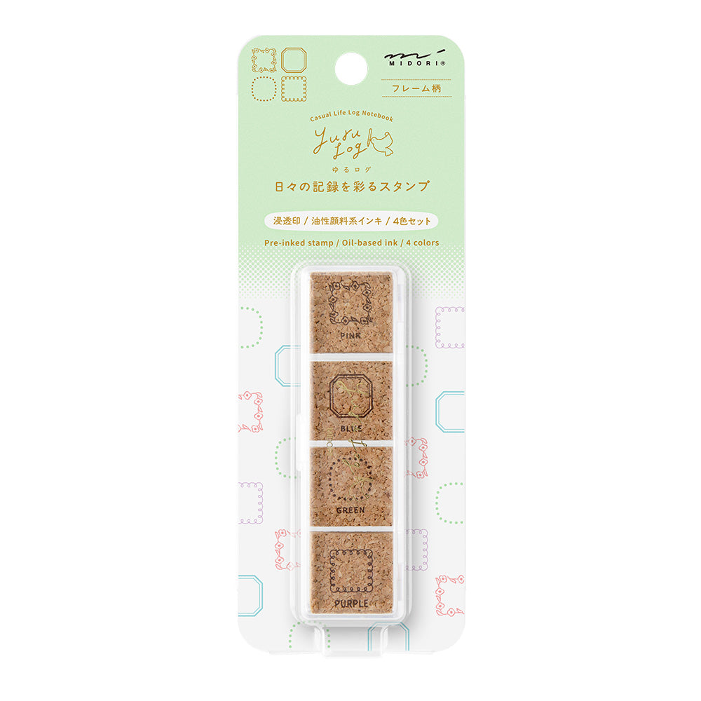 Midori Yuru Log Pre-inked Stamp — Frame — stamp front