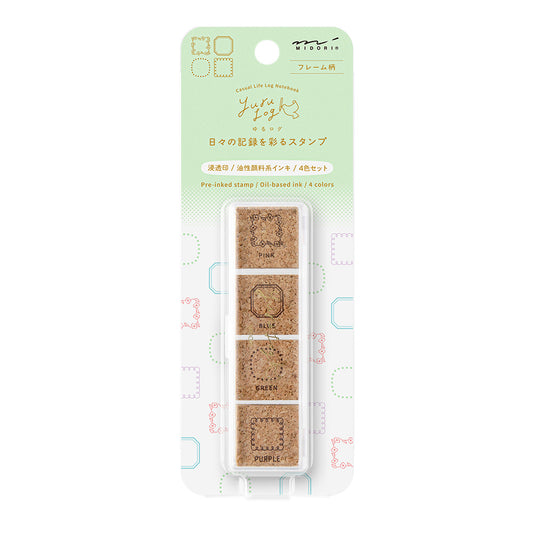 Midori Yuru Log Pre-inked Stamp — Frame — stamp front